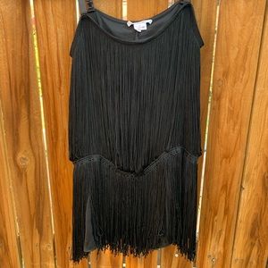 Black fringe Helmut Lang top